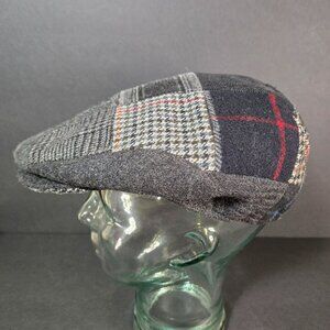 Brooks Brothers Wool Blend Patchwork Mens LG Newsboy Cap Hat Gray Made In Italy